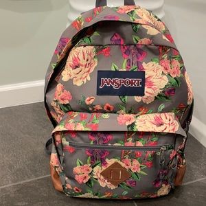 Gray/flowered JanSport backpack